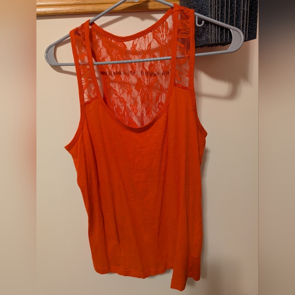 Orange Lace Detail Women's Top